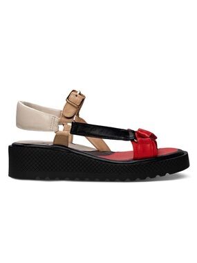 Carrano Red Leather Sandals Color Block Tan White Emberly Flatforms Women's 9